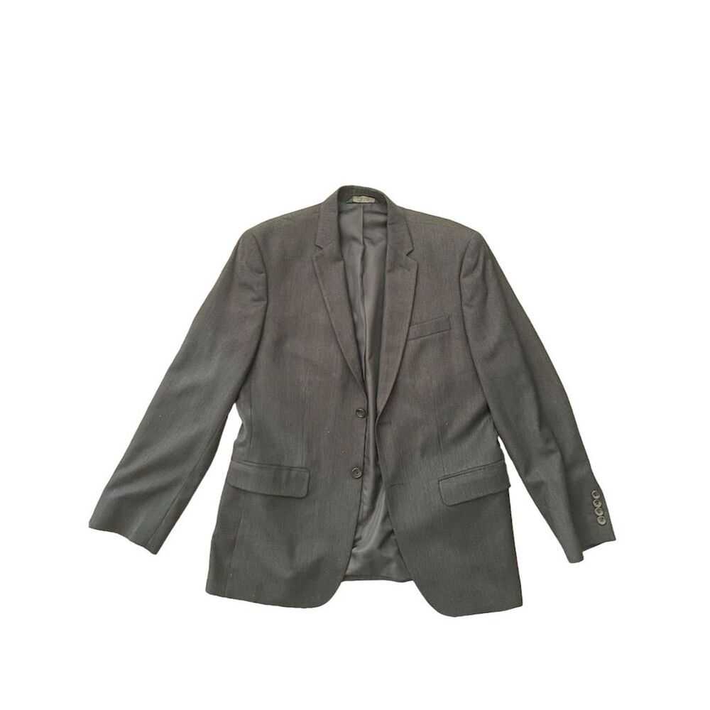 Perry Ellis Men's Slim Fit Two-Button Blazer Jacket Gray Size 42L